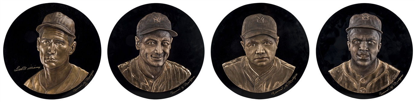 Lot of (4) Armand LaMontagne Wall Plaques: Ruth, Gehrig, Robinson & Williams (signed) (JSA)